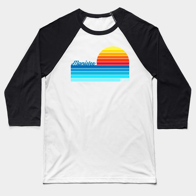 Manistee Sunset Baseball T-Shirt by Megan Noble